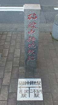 東急砧線中耕地駅石碑